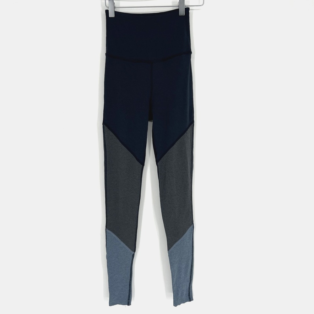 Beyond Yoga Leggings Womens S Blue Gray‎ Colorblock High Rise Yoga Athleisure